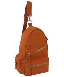 Faux Suede Sling Bag Backpack CQF007 BROWN